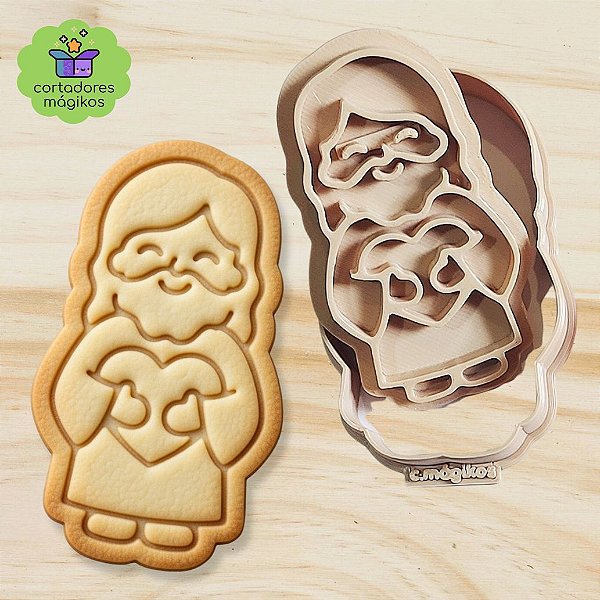 Cortador + Carimbo marcador Jesus Coração Páscoa para Culinária ou Artesanato