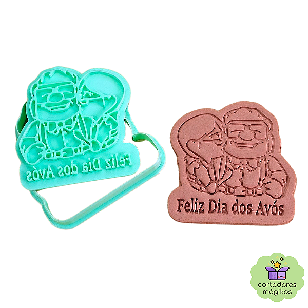 Carimbo Marcador e Cortador Feliz Dia dos Avós biscoitos artesanato Carl Ellie UP