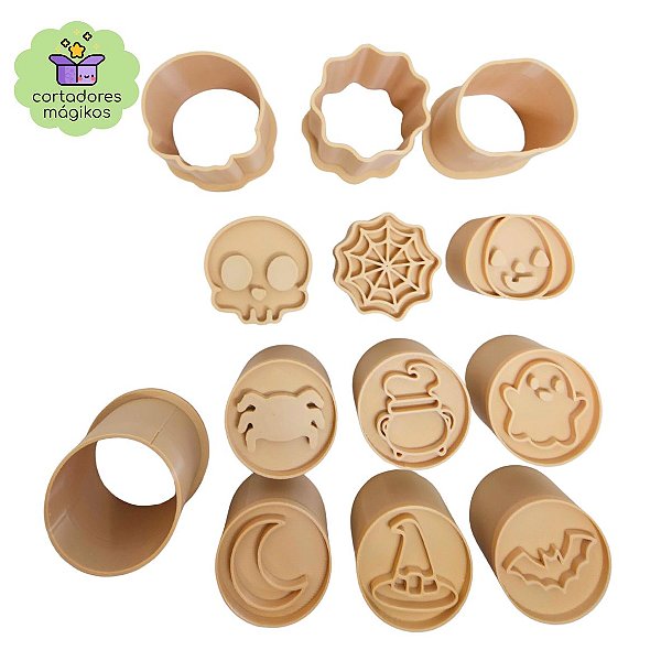 Modelador Ejetor Para Doces Halloween Dia das Bruxas - Carimbo Marcador Brigadeiro Biscoito modelos
