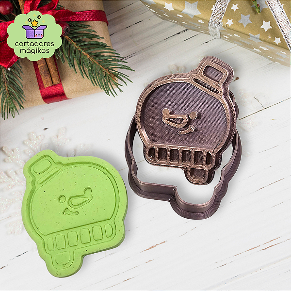 Cortador e Carimbo para biscoitos boneco de neve Natal - com puxador incluso e bordas finas
