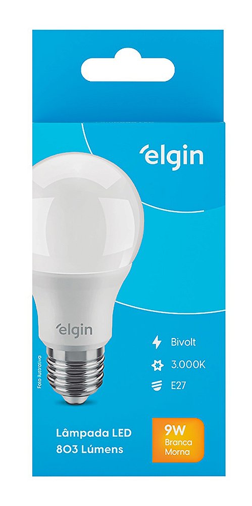 Lâmpada Led 9W Branco Quente 3000K Bivolt Elgin