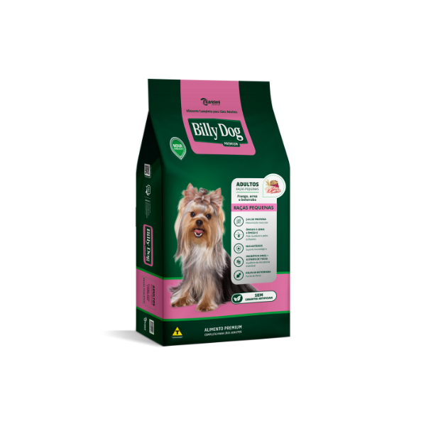 Ração Billy Dog Raças Pequenas Natural 15Kg - Cães Adultos Sabor Frango e Arroz