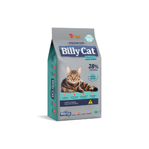Ração Billy Cat Select Castrados 7kg - Sabor Frango e Salmão