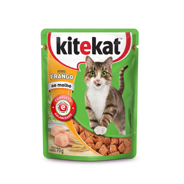 Ração Úmida KiteKat Sachê Frango ao Molho para Gatos Adultos, 70g