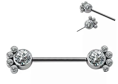Barbell Reto Zircônias Boleadas Push Pin