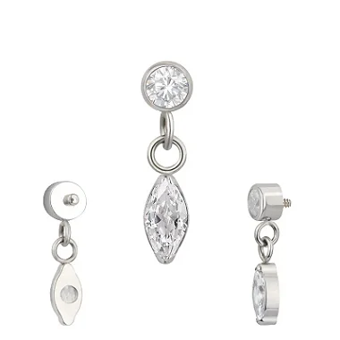 Labret Zircônia Boleada e Pingente Navete