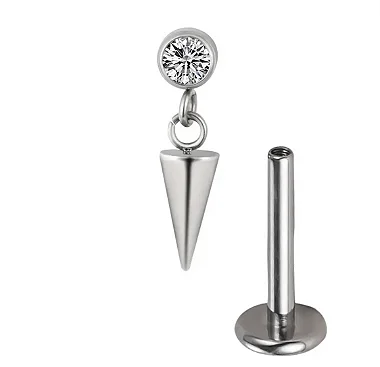 Labret Zircônia Boleada e Pingente Spike