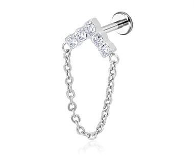 Labret Triângulo Cravejado com Corrente