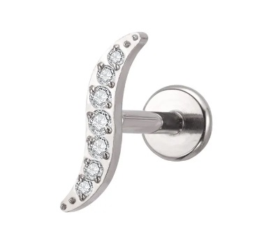 Labret Barra Ondulada Cravejada