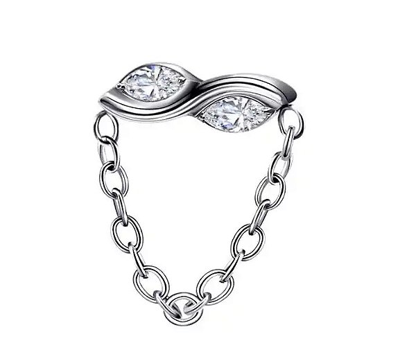 Labret Infinito Cravejado e Corrente