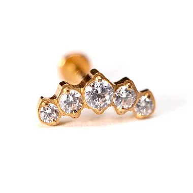 Cluster 5 Zircônias Cravejadas Gold PVD