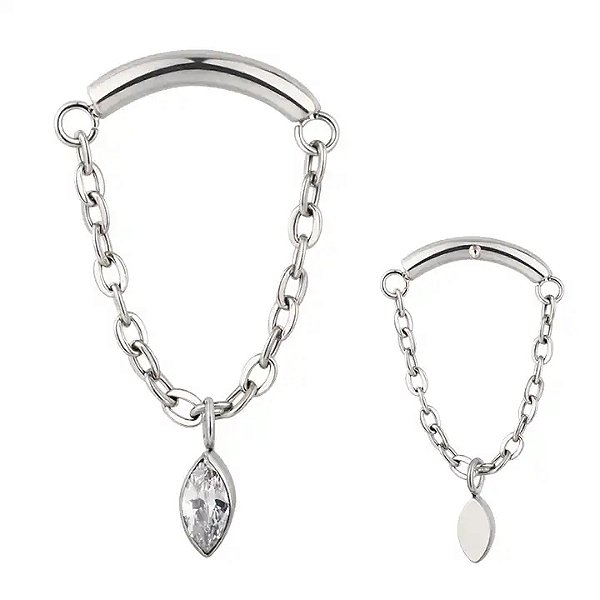 Labret Corrente e Pingente Navete