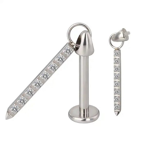 Labret Pingente Barra Cravejada