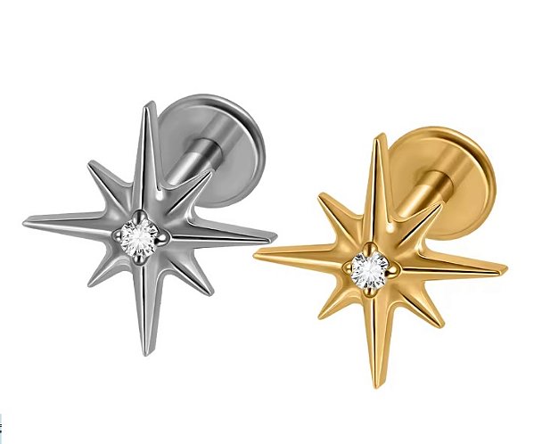 Labret Estrela de 8 Pontas