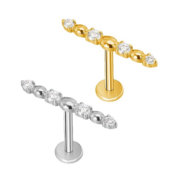 Labret Barra Zircônia e Detalhe Liso