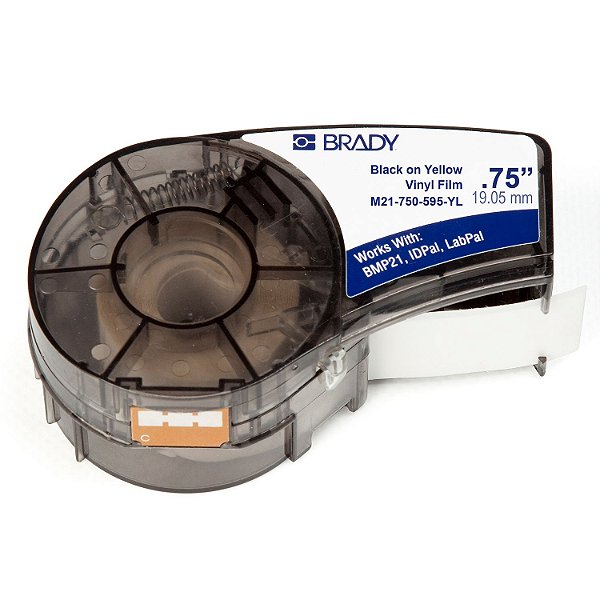 ETIQUETA ADESIVA BMP21 VINIL PRETO EM AMARELO 19,05MM X 6,40M R.M21-750-595-YL - BRADY