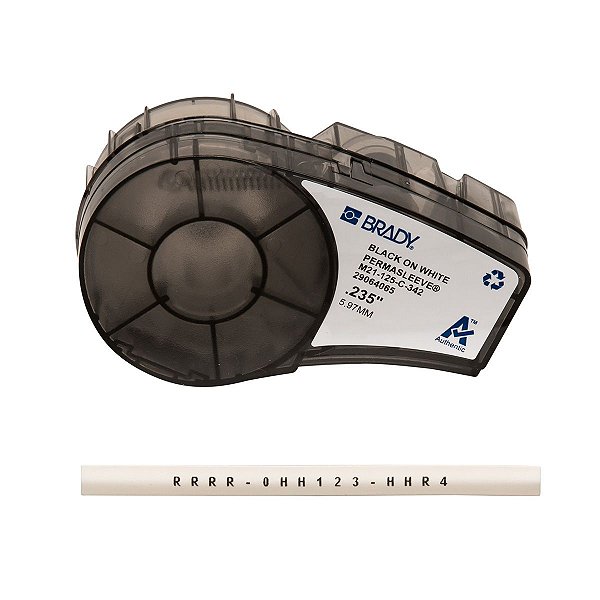 ETIQUETA ADESIVA BMP21 PERMASLEEVE PRETO EM BRANCO 5,96MM X 2,13M R.M21-125-C-342 - BRADY