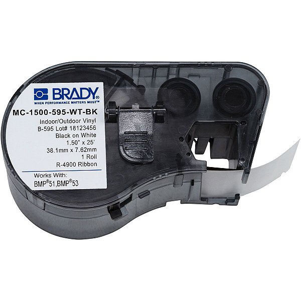 FITA ADESIVA VINIL 38,1MMX 7,62M PRETO/BRANCO MC-1500-595-WT-BK - BRADY
