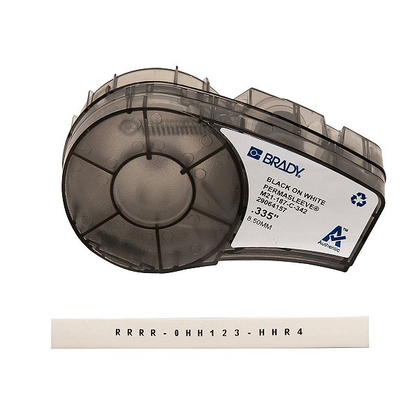 ETIQUETA ADESIVA BMP21 PERMASLEEVE PRETO EM BRANCO 8,51MM X 2,13M R.M21-187-C-342 - BRADY