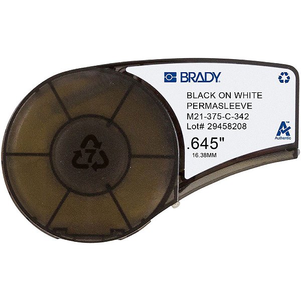 ETIQUETA ADESIVA BMP21 PERMASLEEVE PRETO EM BRANCO 9,52MM X 2,1M R.M21-375-C-342 - BRADY