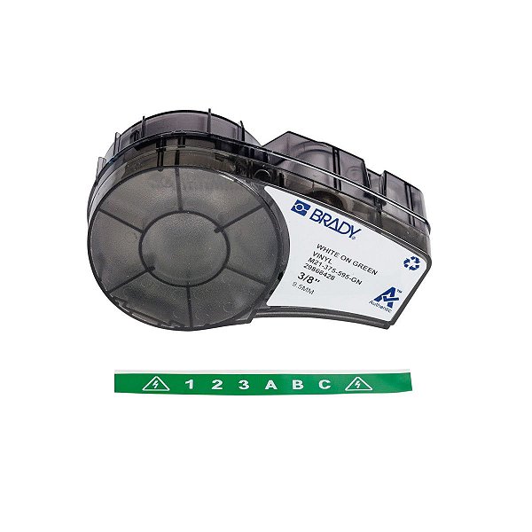 ETIQUETA ADESIVA BMP21 VINIL BRANCO EM VERDE 9,53MM X 6,40M R.M21-375-595-GN - BRADY