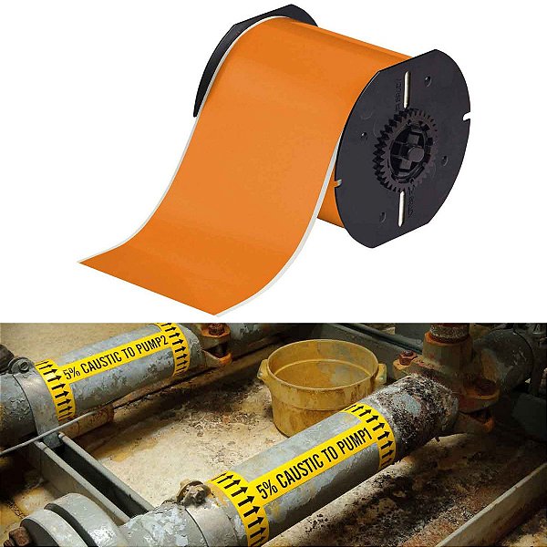 ETIQUETA ADES VINIL LARANJA BBP31/33/35/37 4'' X 100' (101,6MM X 30,48M) R.B30C-4000-595-OR - BRADY