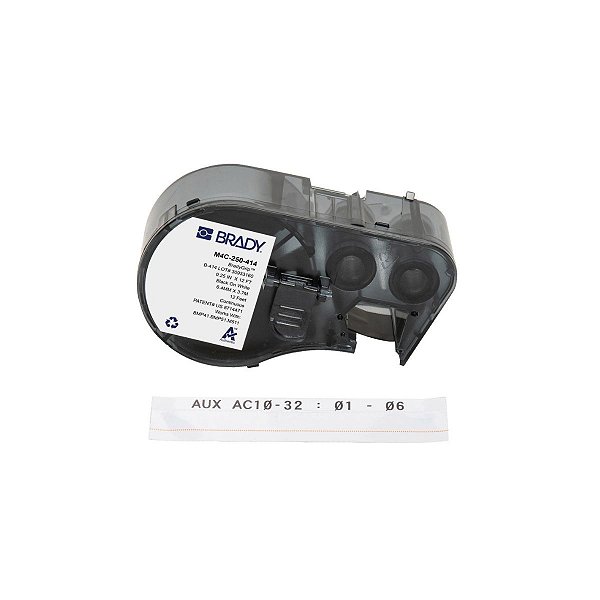 ETIQUETA POLIESTER BRADYGRIP P/ VELCRO 6.4MM X 15.24M BRANCA
