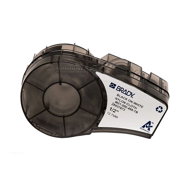 ETIQUETA ADESIVA BMP21 NYLON PRETO EM BRANCO 12,7MM X 4,88M