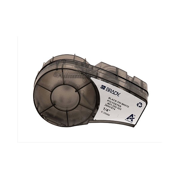 ETIQUETA ADESIVA BMP21 POLIESTER PRETO EM BRANCO 6,3MM X 6,4