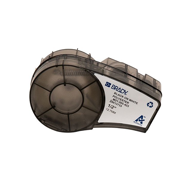 ETIQUETA ADESIVA BMP21 POLIESTER PRETO EM BRANCO DE 12,70MM