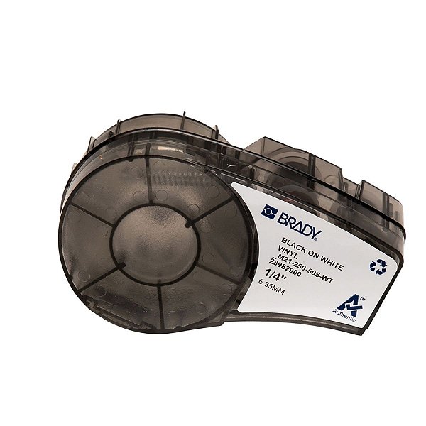 ETIQUETA ADESIVA BMP21 VINIL PRETO EM BRANCO DE 6,35MM X 6,4