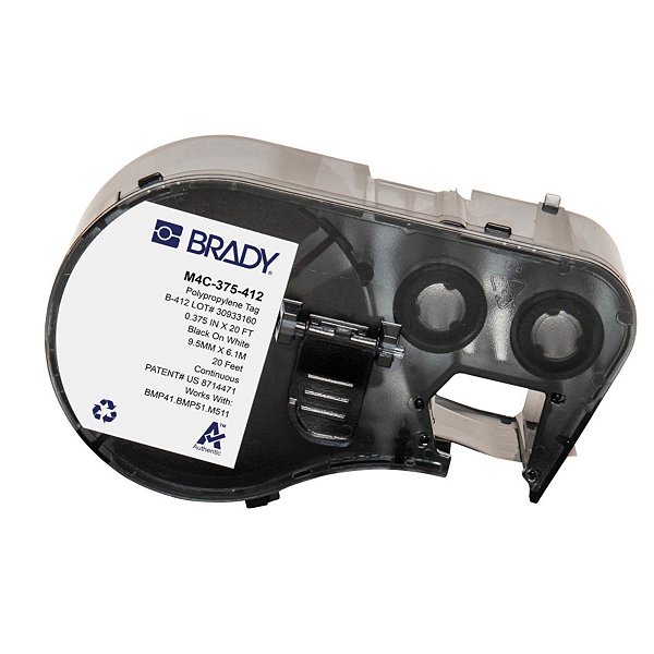 ETIQUETA M41/51/M511 B412 POLIPROPILENO 0.375'X 20' PRETO NO