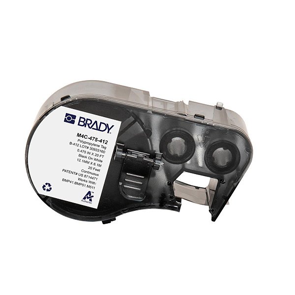 ETIQUETA M41/51/M511 B412 POLIPROPILENO 0.475'X 20' PRETO NO