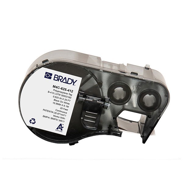 ETIQUETA M41/51/M511 B412 POLIPROPILENO 0.625'X 20' PRETO NO