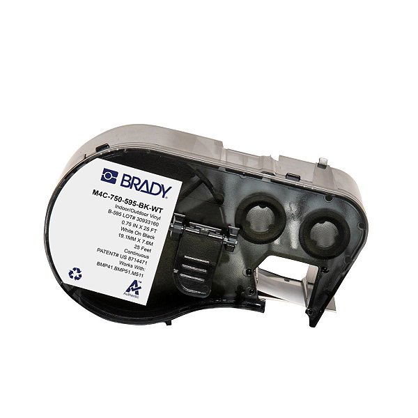 ETIQUETA M41/51/M511 B595 VINIL 0.0750'X 25' BRANCO NO PRETO