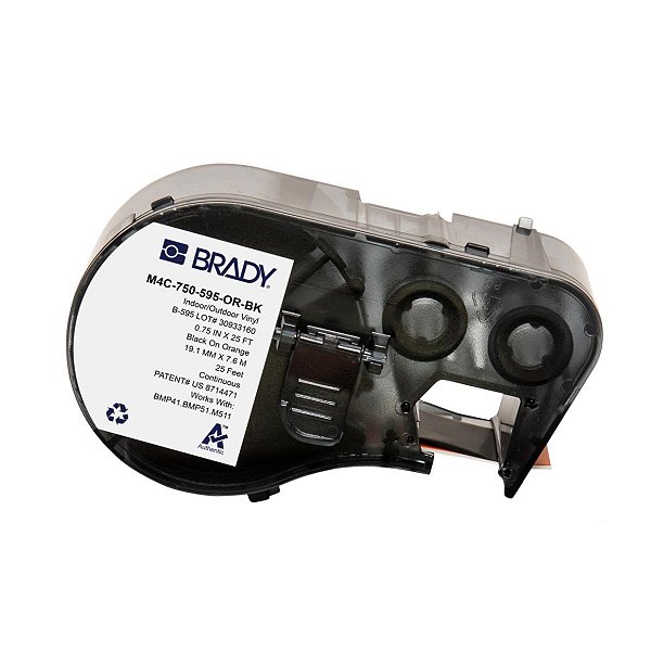 ETIQUETA M41/51/M511 B595 VINIL 0.0750'X 25' PRETO NO LARANJ