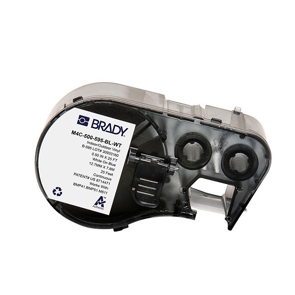 ETIQUETA M41/51/M511 B595 VINIL 0.500'X 25' BRANCO NO AZUL M