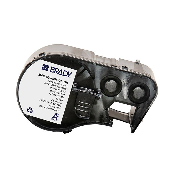 ETIQUETA M41/51/M511 B595 VINIL 0.500'X 25' PRETO NO TRANSPA