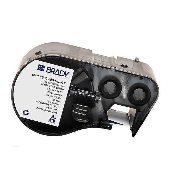 ETIQUETA M41/51/M511 B595 VINIL 1.000'X 25' BRANCO NO AZUL M