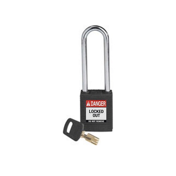 SAFEKEY - CADEADO PLÁSTICO HASTE DE AÇO - 76MM (3") - PRETO