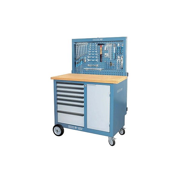 CARRO BANCADA P/ FERRAMENTAS C/ PAINEL RETRATIL E JOGO DE GA