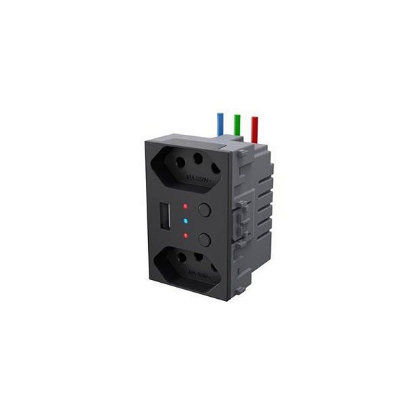 DISPOSITIVO TOMADA DUPLA USB WIFI EMBUTIR REFINATO PRETO- WE