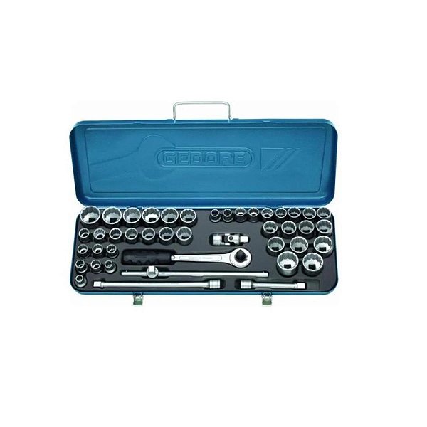 JOGO DE SOQUETES ESTRIADOS E ACESSORIOS 1/2" C/ 43 PECAS MM