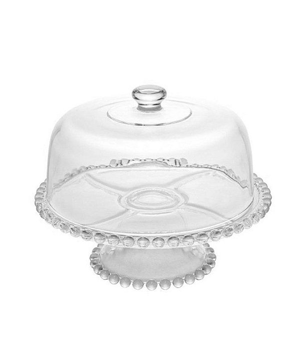 Prato p/ bolo Pearl em cristal 31x25cm - Wolff