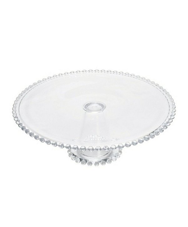 Prato p/ Bolo Pearl s/ Tampa em Cristal 31cm - Wolff