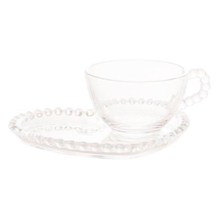 Xícara Chá Pearl c/ prato coração 180ml - Wolff