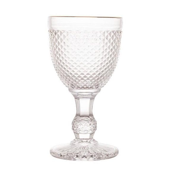 Cj 6 Taças de vidro c/ fio Dourado Bico de Jaca 255ml - Bon Gourmet