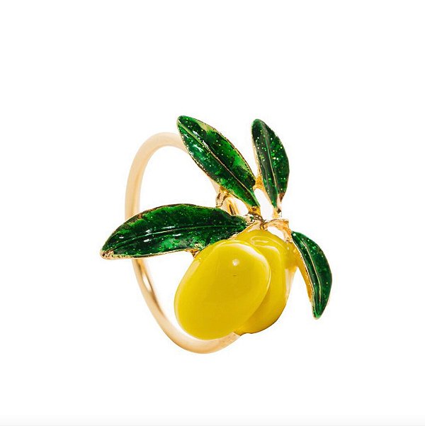 Cj. 4 Anéis P/ Guardanapo Limão Dourado - Rojemac