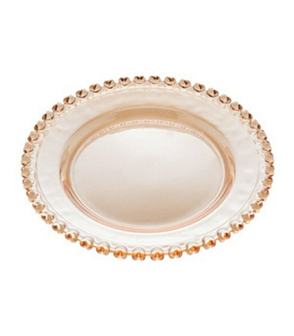 Prato para Sobremesa de Cristal Coração Âmbar Metalizado 20cm - Lyor