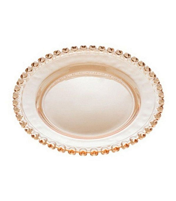 Prato raso de cristal coração âmbar metalizado 28 cm - Lyor